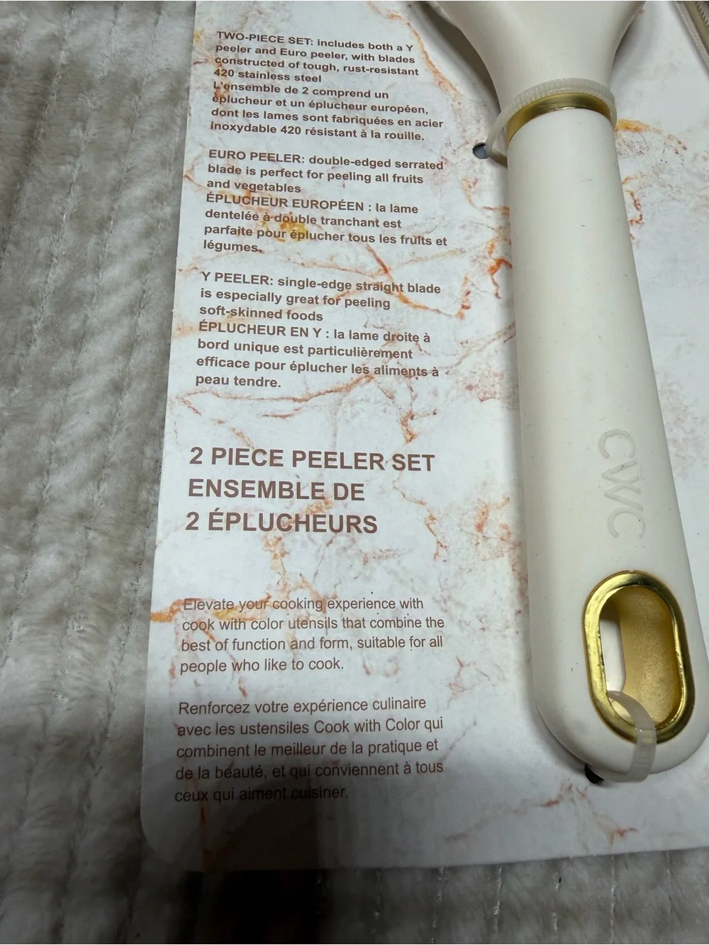 CWC White & Gold 2-Piece Peeler Set – Cook With Color - Picture 2 of 5